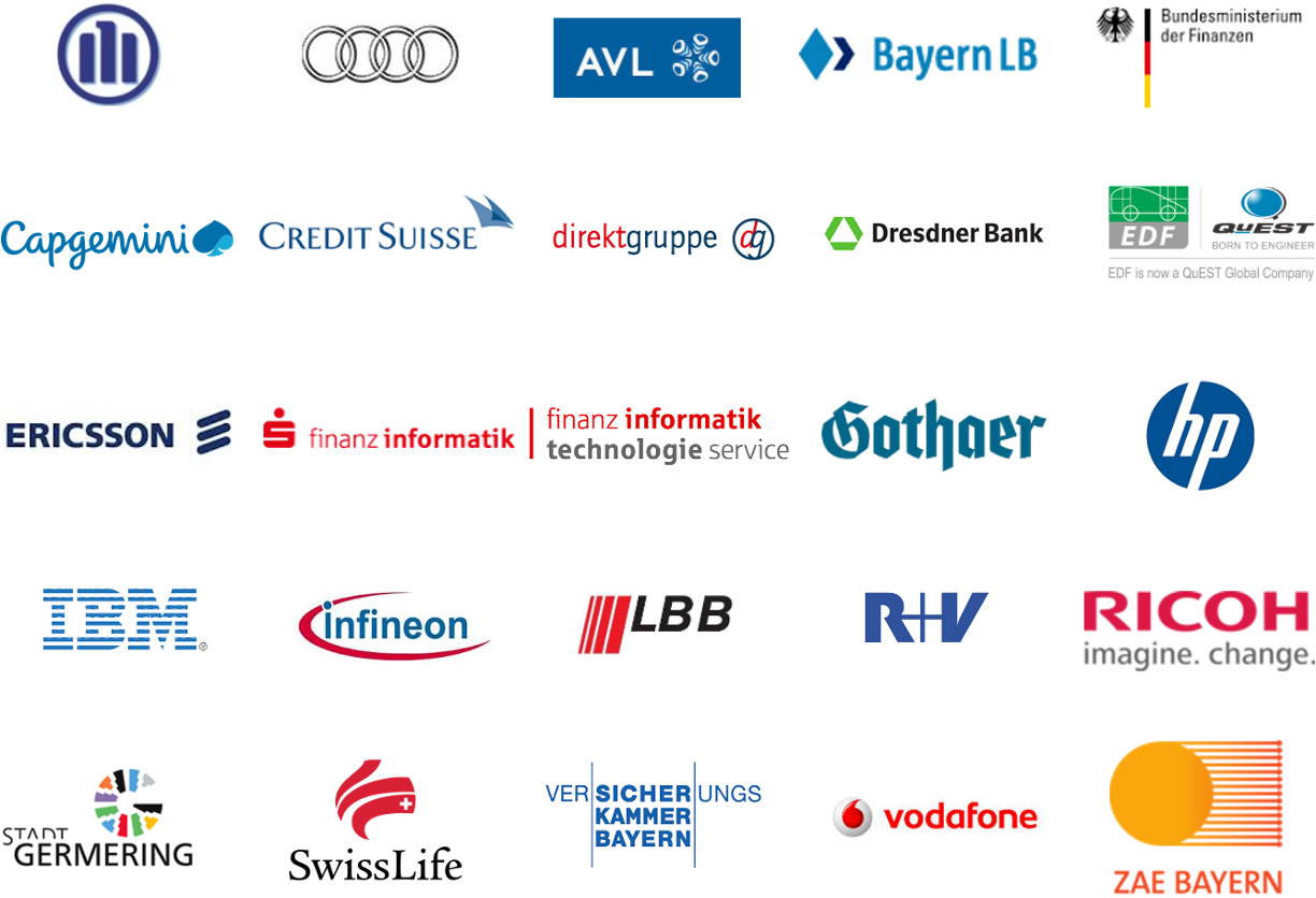Firmen-Logos von 25 beratenen Kunden